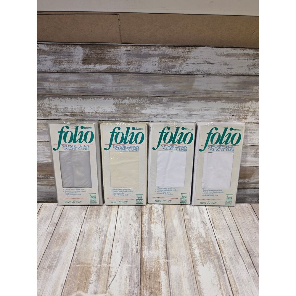 Lot of 4 Folio Home Magnetic Shower Curtain Liners 70x72 Heavy Gauge Vinyl READ